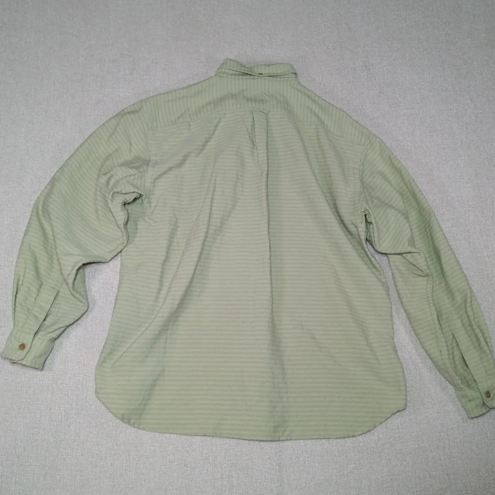 The North Face Tekware Mens L Green Pinstripe Button Down Shirt Long Sleeve Hike